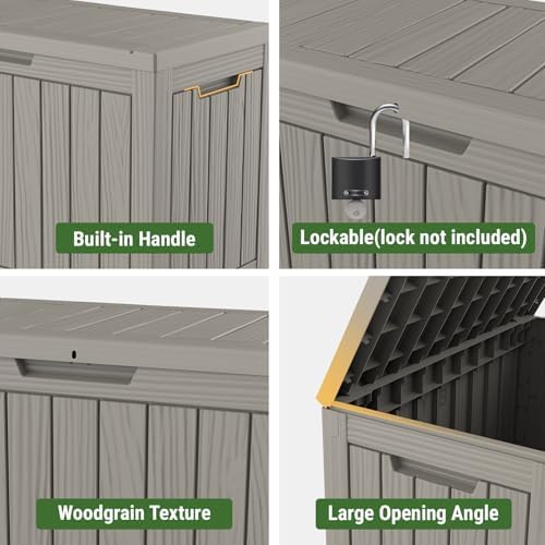 Mars Villa Deck Box, Outdoor Storage Box Waterproof, 45 Gallon, Grey - Image 6