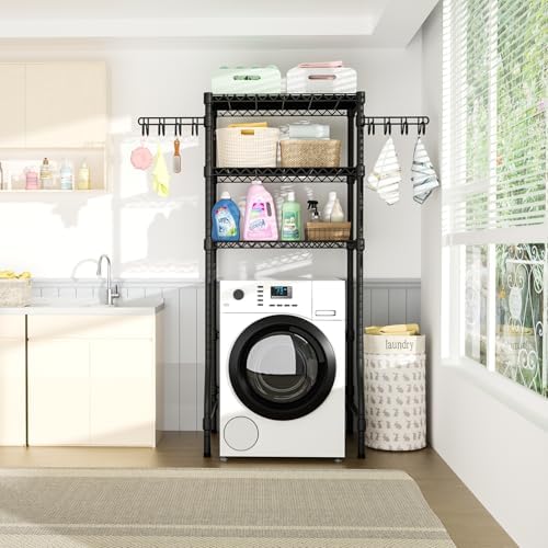 Ulif U8 Medium Laundry Room Storage Organizer, Over the Washer and Dryer Storage Shelves for Laundry Organization, 32.3”W x 17.3”D x 76.2”H, Suit Washing Machine Width within 29.9”, Hold 304 lb, Black - Image 5