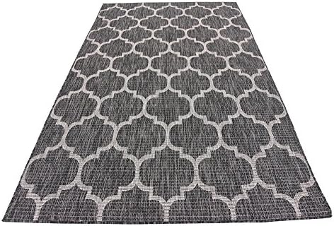 Unique Loom Outdoor Trellis Collection Area Rug (5' 1" x 8' Rectangle, Black/ Ivory) - Image 6