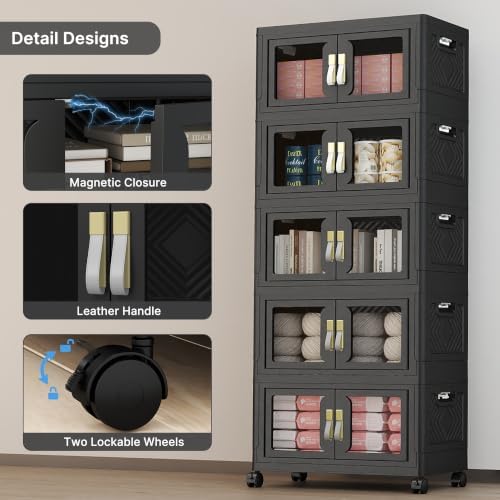 420QT Stackable Storage Bins with Lids, 105Gal Foldable Storage Cabinets - Image 3