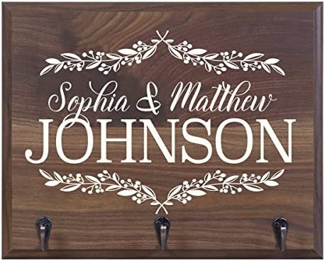 Personalized Family Name Wall Mounted Coat, Hat, Key, Pet Leash Collar Rack New Home Housewarming Gift with 3 Hooks 15" w x 12" h 4.25" deep (First and Last Name) - Image 2