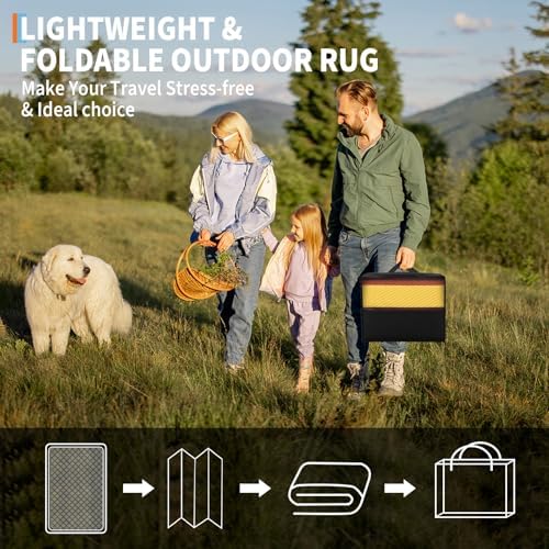 GAOMON 9x12 Large Outdoor Rug Waterproof for Patio Plastic Straw Rug Geometric Stripe Outside Carpet Modern Lines Outdoor Rugs for RV Porch Deck Trailer Beach, Purple/Red/Orange/Yellow - Image 5