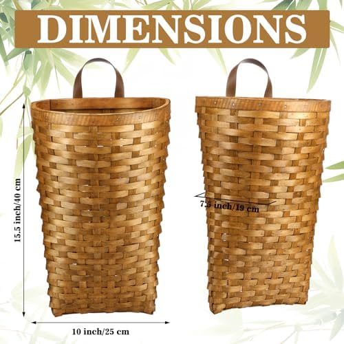 Domensi 15.5 x 10 x 7.5 Inch Front Door Basket Woven Wall Hanging Basket Hanging Storage Decor Farmhouse Decor Crafting DIY for Front Door(15.5 x 10 x 7.5 Inch,Classic Style) - Image 3