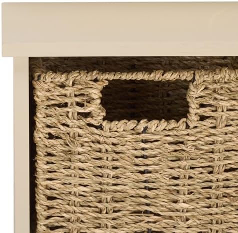 SAFAVIEH Home Collection - Finley Sand Wall Mounted 3-Basket Storage Rack with Hooks & Seagrass Baskets (HAC5700E) - Image 3