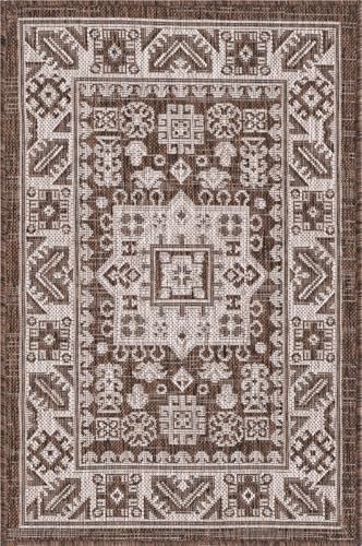 Rugs.com - Outdoor Aztec Rug – 2' x 3' 1 Brown Indoor/Outdoor Rug – Weather Resistant Flatweave for Patios, Decks, and Entryways - Image 3