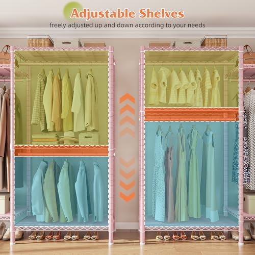 Raybee Clothes Rack, L Shaped Portable Closets for Hanging Clothes, 900LBS - Image 5