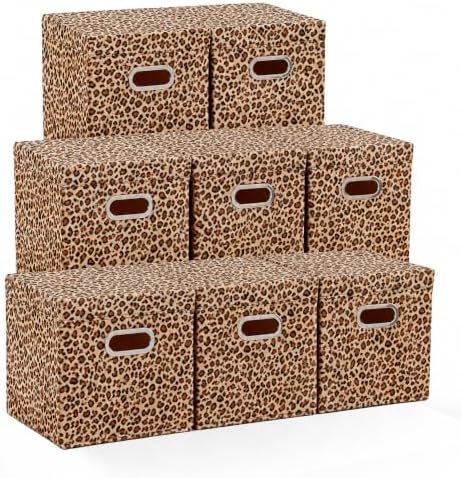 ANMINY Leopard Cheetah Print Storage Cubes Bins with Lids, 11Inch 8PCS by ANMINY