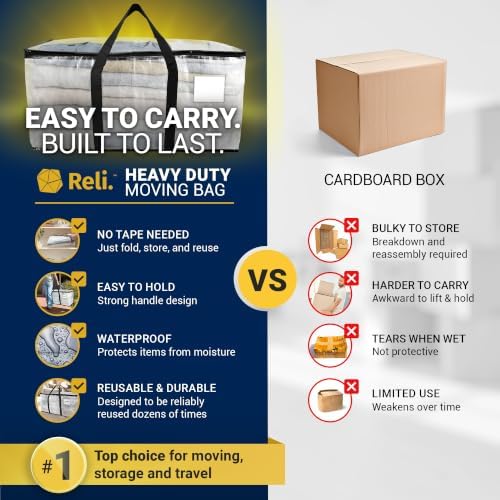 Reli. Moving Bags Heavy Duty (12 Pack) Clear Extra Large Totes - Image 5