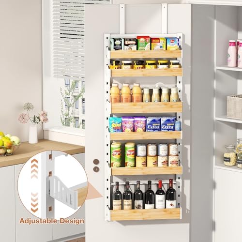 6-Tier Over The Door Pantry Organizer, Heavy-Duty Metal Wall Mount or Hanging Spice Rack, behind the door storage Shelves with Adjustable Basket, Back of Door Organizer for Kitchen Cabinet and Closet - Image 6
