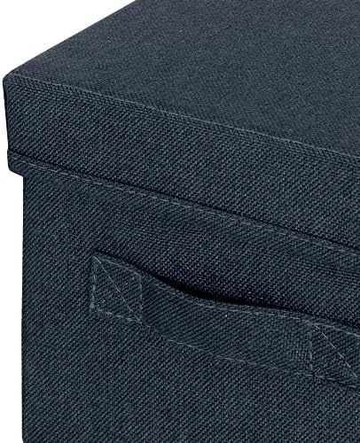 Leitz Fabric Storage Box with Lid, Set of 2 Cube Storage Unit Boxes, Foldable Fabric Ottoman Storage Organiser Box, Velvet Grey, Small, 61460089 - Image 4