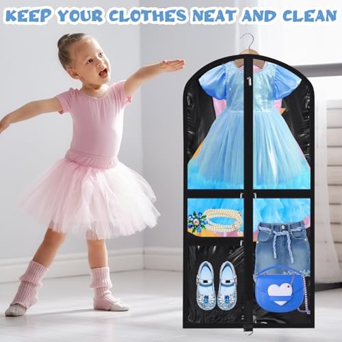 Geelin 14 Pcs Garment Bags for Dance PVC Clear, Translucent Black - Image 5