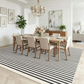 KOZYFLY Beige and Black Rug 8x10 ft Area Rug Woven Washable Striped Rugs by KOZYFLY