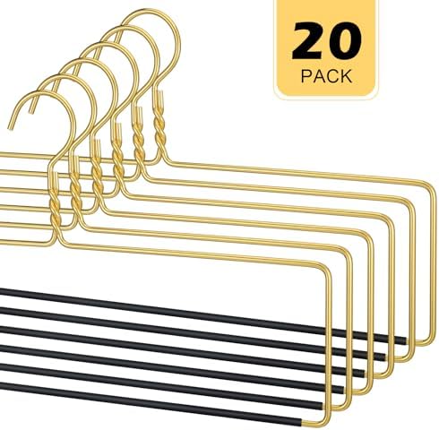 Leinuosen 20 Pack Gold Blanket Hangers 18 Inch Wide Heavy Duty Hangers for Quilts, Table Cloths, Comforters with Nonslip Vinyl Coated for Closet Sleeping Bags Storage - Image 2