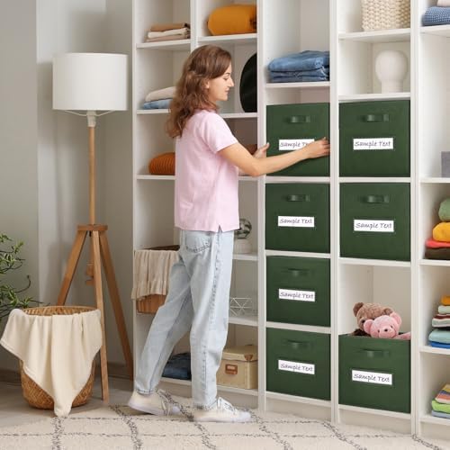 Fabric storage cubes (8 Pack) 11 Inch Cube Storage Bin, cube organizer bins with 8 Labels Window Cards & a Pen, Foldable cube organizer bins and Storage Box, Dark Green - Image 5