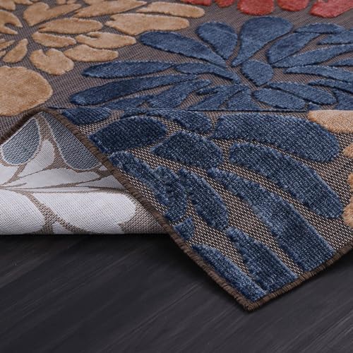 Luul Home Floral Indoor Outdoor Rugs 6x9 Large Area Rug for Living Room, Patio Decor, Kitchen, and Entryway Rug, Washable Stain Resistant Outside Carpet Brown 6 x 9 - Image 4
