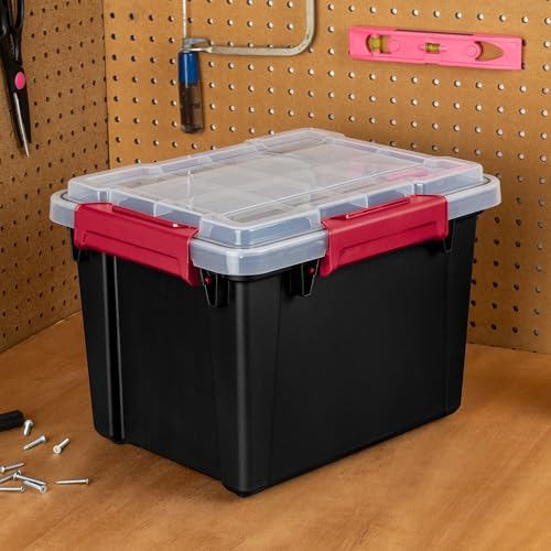 Sterilite 12 Pack 5 Gallon Gasket Box, Stackable Plastic Storage Container with Lids, Black - Waterproof and Dustproof Tote for Home Organization - Image 5