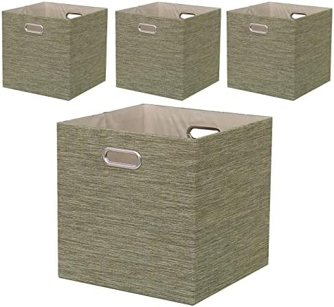 13x13x13 Inch Foldable Cube Storage Bins with Metal Handles, 4 Pack by Fboxac
