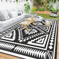 Outsunny Outdoor Rug for Patio Waterproof 9' x 18' Black & Gray Square by Outsunny