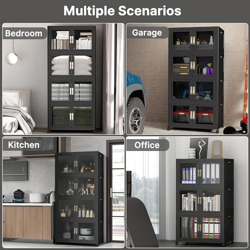 UAMFURI Stackable Storage Bins with Lids, 480QT Extra Large Storage Cabinet - Image 4