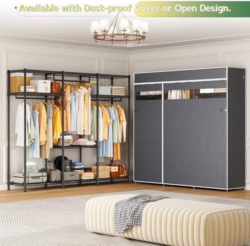 Raybee Clothes Rack, Heavy Duty Portable Closet, 3 Rods 9 Shelves, 800LBS - Image 6