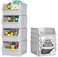 Stackable Storage Bins Open Front for Pantry Storage, 4 Pack - Light Grey by Skywin