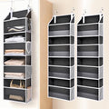 ULG 2 Pack Small Over Door Organizer with 4 Large Pockets 8 Mesh Side Pockets, Hanging Storage Organizer with Clear Window Kids Toys Deep Gray by ULG