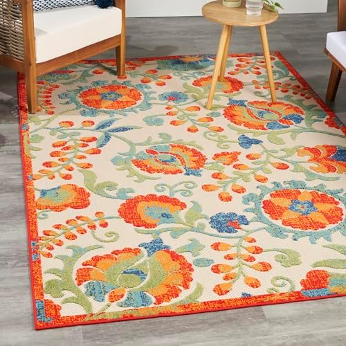 Nourison Home Aloha Red Multicolor 3'6" x 5'6" Area Rug - Easy Clean, Non Shedding, Bed Room, Living Room, Dining Room, Kitchen (4' x 6') - Image 3