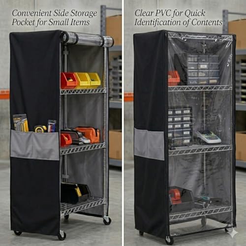 48x18x72 Shelf Cover, Waterproof 600D Oxford Rack Cover for Garage Shelving - Image 4