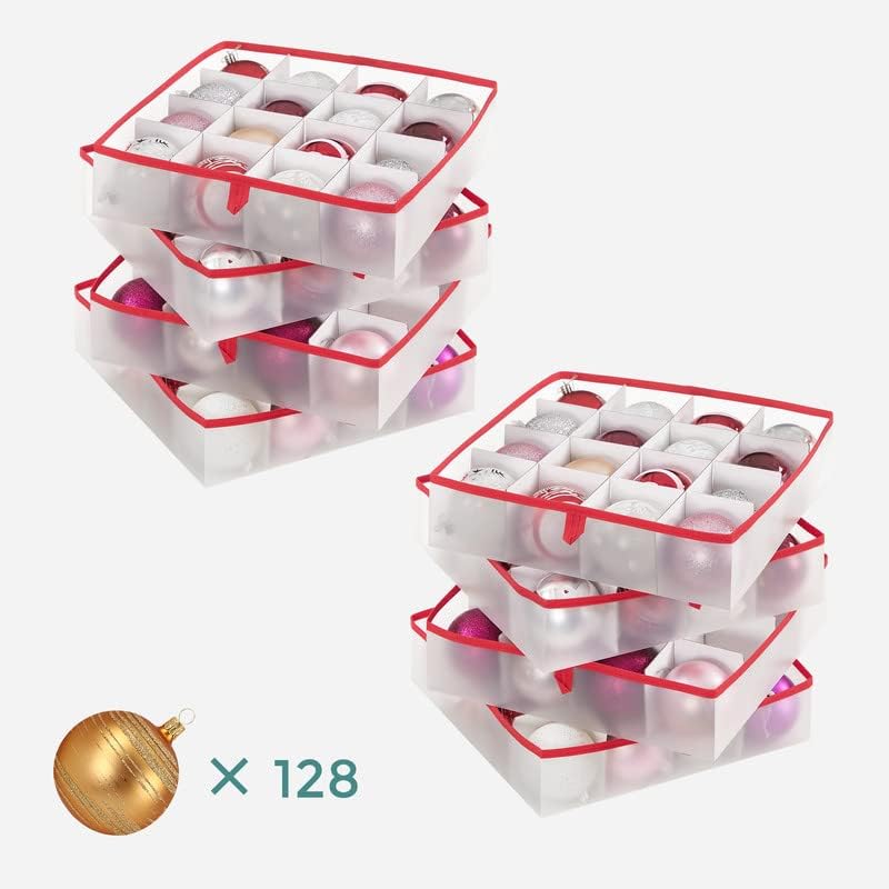 SONGMICS Large Christmas Ornament Storage Box, with 128 Slots - Image 4