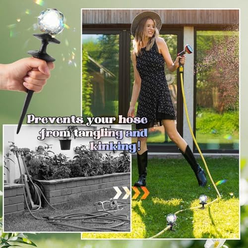 Tandefio 3 Pcs Suncatcher Crystal Ball Hose Guide Stakes, Cast Iron Metal - Image 4
