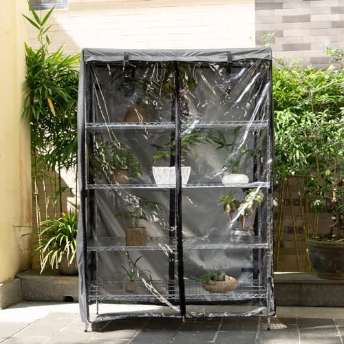 okcool Waterproof Shelf Cover,600D Heavy Duty Wire Shelving Unit Cover,Shelf Display Rack Protector Cover with Zipper,One Side See Through Panel.(Grey,Fits 36" Wx14 Dx54 H Shelves) - Image 2