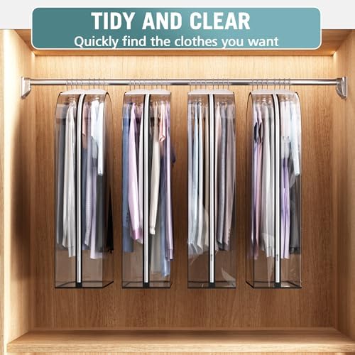 Liuoud 4 Pack 40”Garment Bags + 4 Pack 50” Garment Bags For Hanging Clothes All Clear For Opening Clothes Closet, Plastic Clothes Storge Bags, Clothes Cover - Image 7