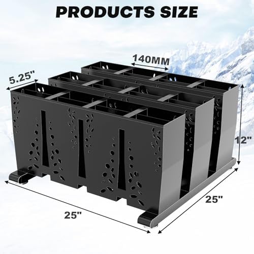 TOCRETOARE Ski Storage Rack for Garage, 12 Pair Heavy Duty Steel Freestanding Ski Storage Organizer, Indoor Ski Holder Racks for Home and Garage Storage - Image 2