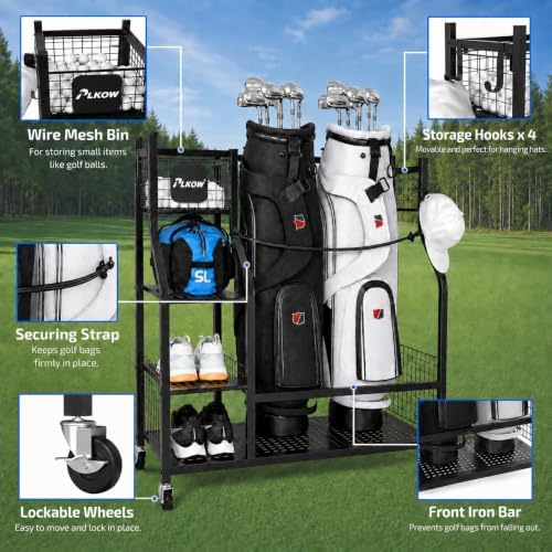 PLKOW Golf Bag Storage for Garage, Golf Equipment Organizer Rack - Image 4
