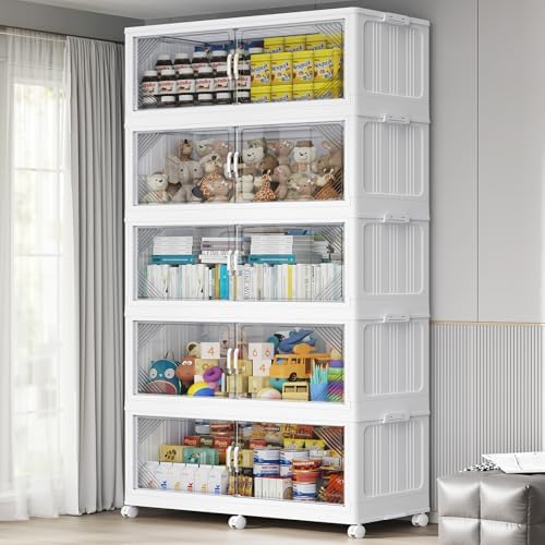 BROVIEW V60 1100QT Plastic Stackable Storage Bins with Lid, 5Pack White by BROVIEW-EnjoytheArtofLife