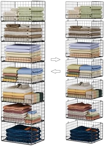 Yociyoga 7-Tier Stackable Closet Organizers and Storage Shelves, Foldable Closet Shelf Organizer System, Stackable Storage Bins Drawers for Closet Organizer System, Black（Patent No. 30022416） by FollowWithYociyogaTogether