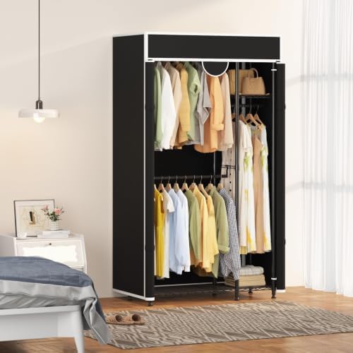 Metal Wardrobe Rack 720LBS Portable Closet Organizer with Cover - Image 2