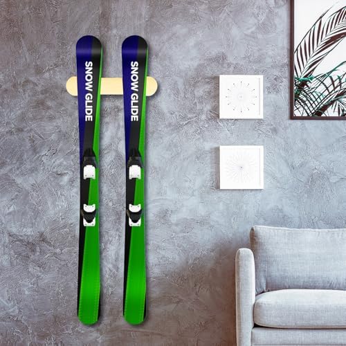 Wooden Ski & Snowboard Wall Mount Horizontal, Skateboard Wall Rack with Screws, Snowboard Display Stand, Indoor Snowboard Storage for Room, Garage (2, wood) - Image 7