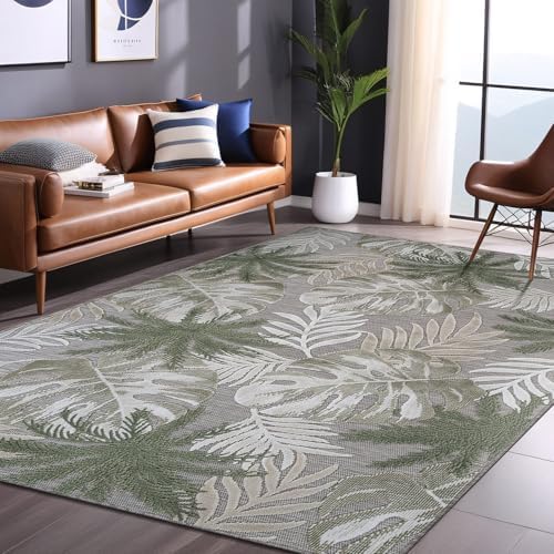 Luul Home Floral Indoor Outdoor Rugs 8x10 Large Area Rug for Living Room, Patio Decor, Kitchen, and Entryway Rug, Washable Stain Resistant Outside Carpet Green 8 x 10 - Image 4
