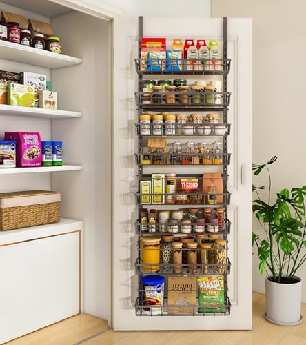 Mefirt Over The Door Pantry Organizer, Wall Mount Spice Rack 8-Tier Black by Mefirt