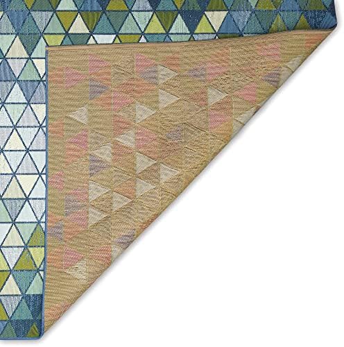 Liora Manne Marina Indoor/Outdoor Power Loomed Synthetic Blend Low Profile Area Rug - Transitional Contemporary (Triangle Border Grotto) (7'10" x 9'10") - Image 6