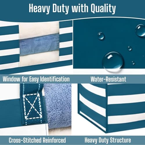 VENO Moving Bags, Wide Open Top, Clear Window, Classic Navy Stripe, 10 Pack - Image 4