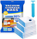 Vacuum Storage Bags(3 x Small,3 x Large, 2 x Jumbo),Various Sizes for different packing needs, Reusable for packing Comforter,Clothes,Coats,Sweater,Bedding,Blankets,Pillows,Soft Toys,Free Hand Pump for Travel and Moving!Save 80% Storage Space by Unknown