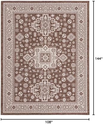 Rugs.com - Outdoor Aztec Rug – 9' x 12' Brown Indoor/Outdoor Rug – Washable, Stain-Resistant, for Patios, Decks, and Porches - Image 2