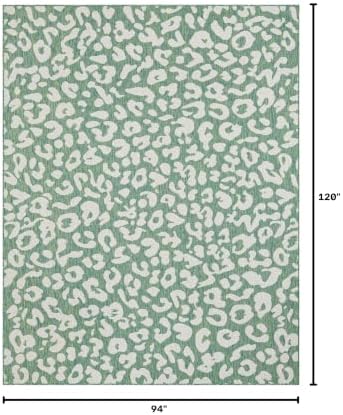 Unique Loom Outdoor Safari Collection Area Rug - Leopard (7' 10" x 10' Rectangle Green Blue/Ivory) - Image 2