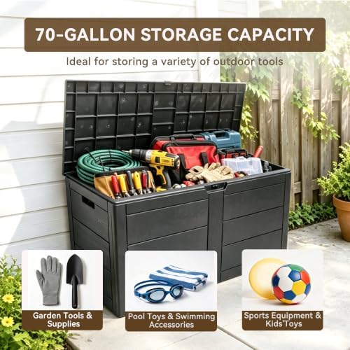 70 Gallon Deck Box, Outdoor Storage Box Waterproof, Patio Storage - Image 6