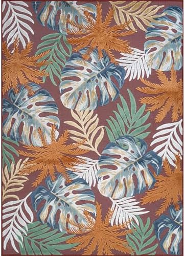 Luul Home Floral Indoor Outdoor Rugs 5x7 Large Area Rug for Living Room, Patio Decor, Kitchen, and Entryway Rug, Washable Stain Resistant Outside Carpet Red 5 x 7 - Image 3