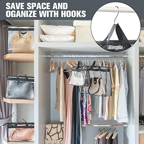 Chumia 20 Pack Clear Dust Cover Handbag Storage Organizer 3 Size, Grey - Image 4