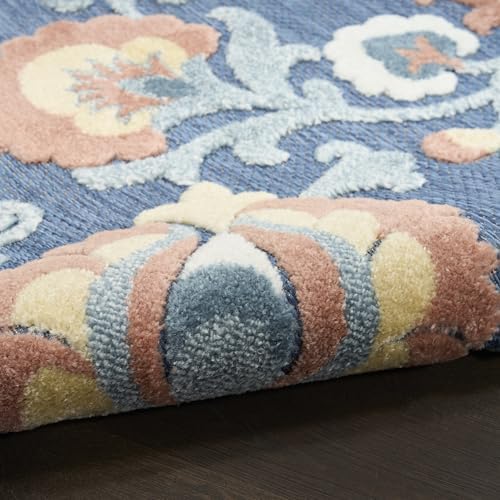 Nourison Home Aloha Blue Rose 7'10" x 10'6" Area Rug - Easy Clean, Non Shedding, Bed Room, Living Room, Dining Room, Kitchen (8' x 11') - Image 7