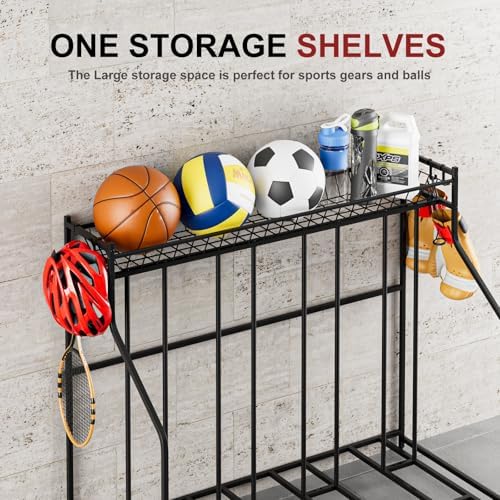 4 Bike Stand, Bike Rack Garage with Storage Rack, Bicycle Stand for Garage Organizer, Indoor Sporting Gear Storage Station for Mountain/Road/Hybrid & Fat Tire Bike - Image 5